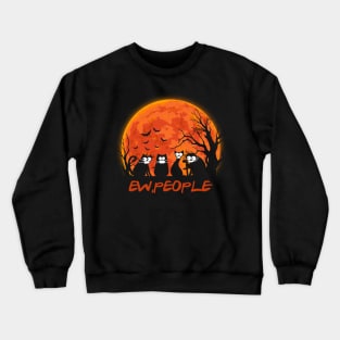 Black cat ew people red moon tshirt halloween costume gift t-shirt Crewneck Sweatshirt